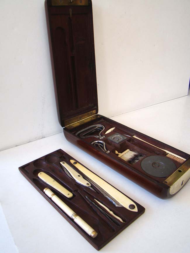 A fine brass mounted gentlemen's Campaign style shaving kit and dressing case circa 1850-1860 — image 6